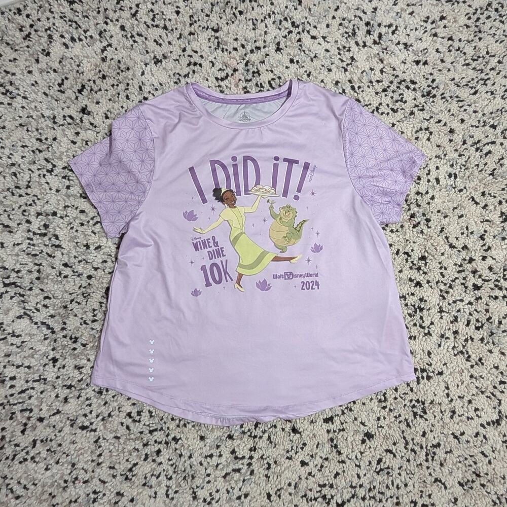 runDisney 2024 Wine & Dine 10K Finisher Shirt - Princess Tiana - Lavender Large